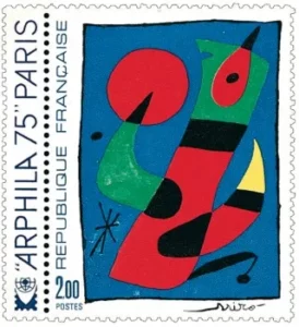 Tableau von Miró auf französischer Briefmarke von 1975