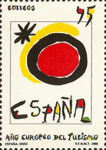Spanien-Logo von Joan Miró auf Briefmarke von 1990