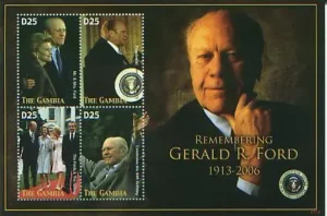 Gerald Ford auf Briefmarkenblock aus Gambia