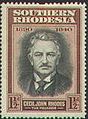 Briefmarke aus Süd-Rhodesien von 1940 mit Cecil Rhodes.