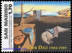 Salvador Dali: Die Beständigkeit der Erinnerung auf Briefmarke von San Marino 2004