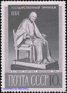 Voltaire auf russischer Briefmarke.