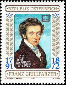 Franz Grillparzer auf Briefmarke von 1991