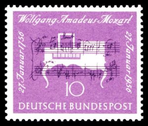Wolfgang Amadeus Mozart auf Briefmarke von 1956