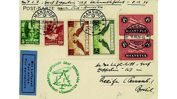 Zeppelin: Mit Weihnachtsbaum im Stempel